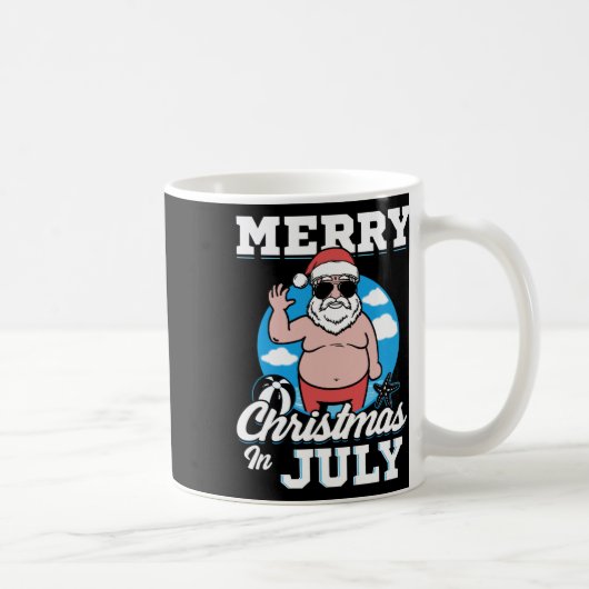 Prettig kerstfeest in juli grappige kerstman  koffiemok (Rechts)