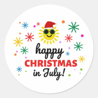 Prettig kerstfeest in juli ronde sticker