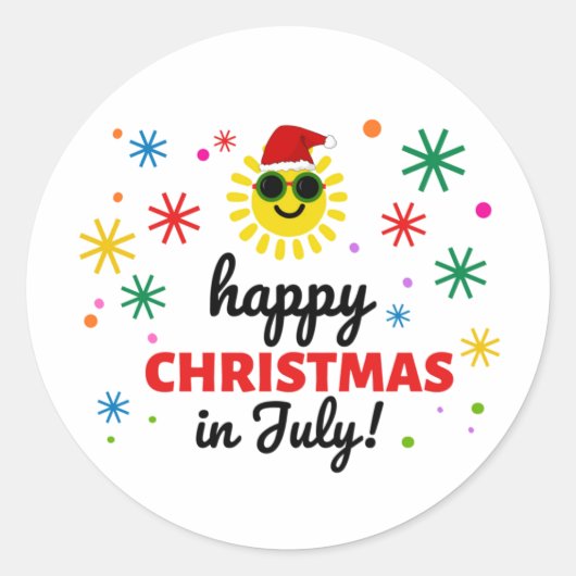 Prettig kerstfeest in juli ronde sticker (Voorkant)