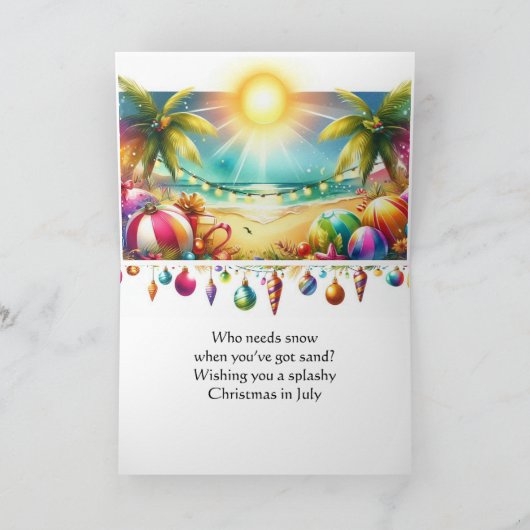 Prettig kerstfeest in juli Tropische kerstkaart Feestdagen Kaart (Binnen)