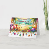 Prettig kerstfeest in juli Tropische kerstkaart Feestdagen Kaart (Voorkant)