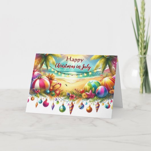 Prettig kerstfeest in juli Tropische kerstkaart Feestdagen Kaart (Voorkant)
