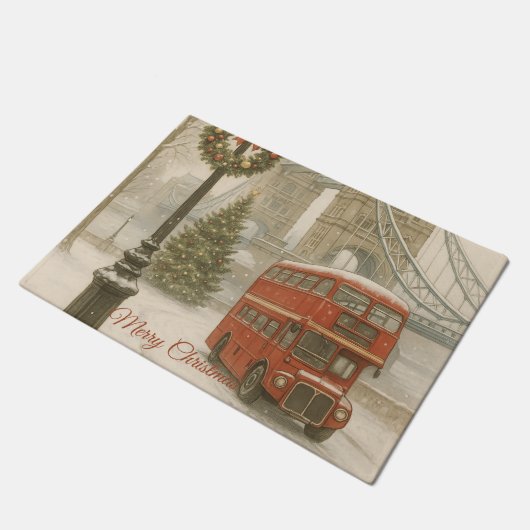 Prettig kerstfeest in Londen Reisgeschenk Deurmat (Schuin)