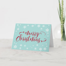 Prettig kerstfeest in rode typografie op robijnbla feestdagen kaart