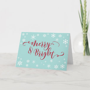 Prettig kerstfeest in rode typografie op robins-ei feestdagen kaart