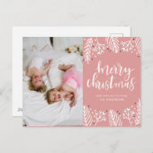 Prettig kerstfeest in roze feestdagenkaart (Voorkant / Achterkant)