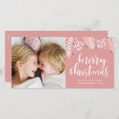 Prettig kerstfeest in roze feestdagenkaart (Voorkant / Achterkant)