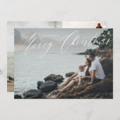 Prettig kerstfeest in script op foto zonder rand feestdagenkaart (Voorkant / Achterkant)