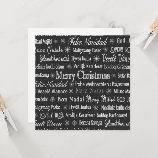 Prettig kerstfeest in verschillende talen kaart (Voorkant / Achterkant in situ)