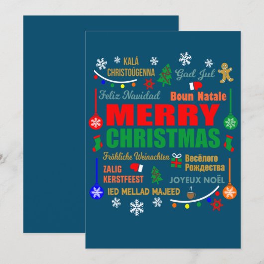Prettig kerstfeest in verschillende talen Kerstmis Kaart (Voorkant / Achterkant)