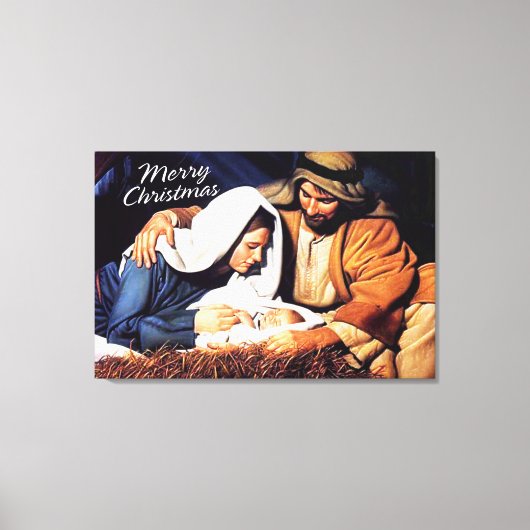 Prettig kerstfeest Ingepakt Canvas Kerststal Print (Voorkant)