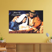 Prettig kerstfeest Ingepakt Canvas Kerststal Print (Insitu (Woonkamer))
