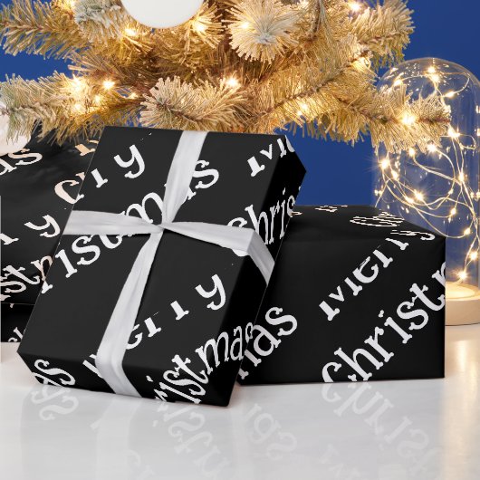Prettig kerstfeest inpakken zwart cadeaupapier (Feestdagen)