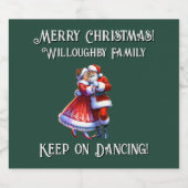 Prettig kerstfeest! {INSERT NAME} BLIJF DOOR DANSE Sparkling Wijnetiket (Enkel label)
