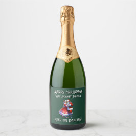 Prettig kerstfeest! {INSERT NAME} BLIJF DOOR DANSE Sparkling Wijnetiket