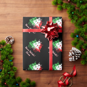 Prettig kerstfeest Italiaanse kerstboomontwerp op Cadeaupapier