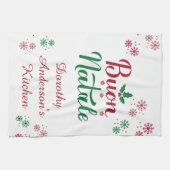 Prettig Kerstfeest Italiaanse Kerstkeuken Theedoek (Horizontaal)