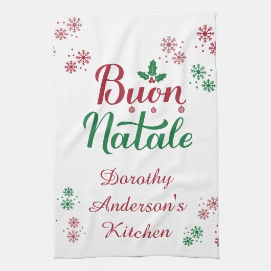 Prettig Kerstfeest Italiaanse Kerstkeuken Theedoek (Verticaal)