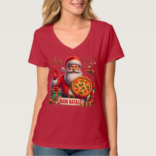 Prettig kerstfeest Italiaanse Kerstman met Pizza & T-shirt