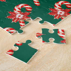 Prettig kerstfeest jager groene snoep cane puzzel