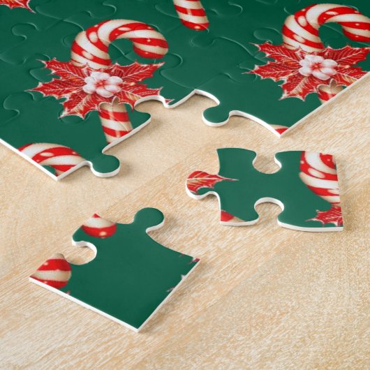 Prettig kerstfeest jager groene snoep cane puzzel  (Zijkant)