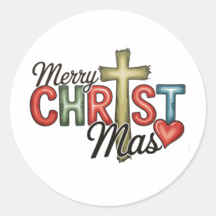 Prettig kerstfeest Jezus Christus Kerstmis Kruis X Ronde Sticker