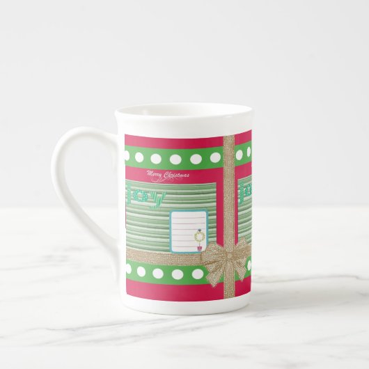 Prettig kerstfeest, Joy Red Bone China Mok (Links)