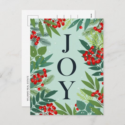 Prettig Kerstfeest JOY Zakelijke Groet Feestdagenkaart (Voorkant / Achterkant)