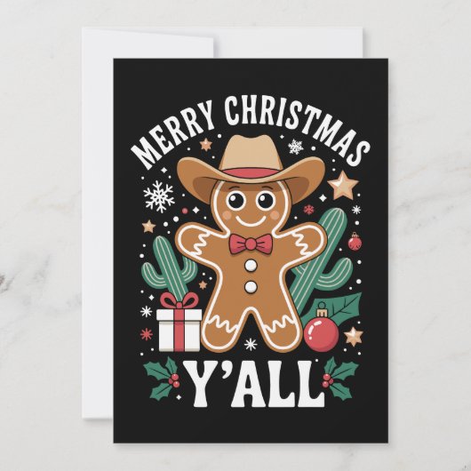 Prettig kerstfeest jullie cowboy gemberkoek cactus kaart (Voorkant)