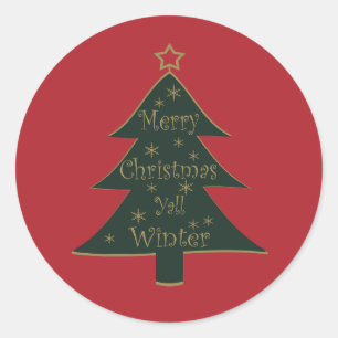 Prettig kerstfeest jullie versierde pijnboom ronde sticker