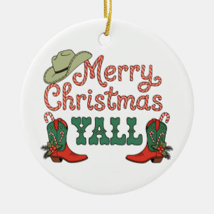Prettig kerstfeest jullie western country cowboy K Keramisch Ornament