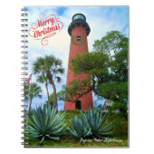 Prettig kerstfeest Jupiter Inlet Lighthouse Florid Notitieboek (Voorkant)