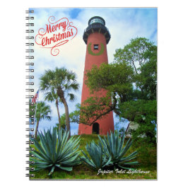Prettig kerstfeest Jupiter Inlet Lighthouse Florid Notitieboek