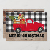 Prettig kerstfeest jute zakdoek buffel geruit vrac feestdagenkaart (Voorkant / Achterkant)