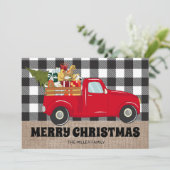 Prettig kerstfeest jute zakdoek buffel geruit vrac feestdagenkaart (Staand voorkant)