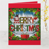 Prettig kerstfeest kaart (Gele Bloem)
