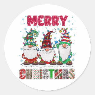 Prettig kerstfeest Kabouter Familie Grappige Kerst Ronde Sticker