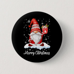 Prettig kerstfeest Kabouter koffie Familie Matchin Ronde Button 5,7 Cm
