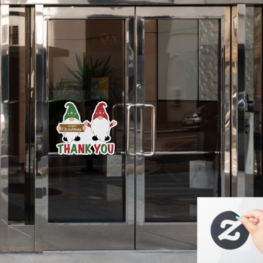 Prettig kerstfeest Kabouters Dank je Raamsticker (Kantoordeur)