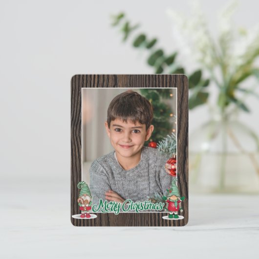 Prettig kerstfeest kabouters plaid (voeg uw foto t feestdagenkaart (Staand voorkant)