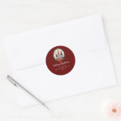 Prettig kerstfeest Kabouters Rood, Rustiek, Geruit Ronde Sticker (Envelop)