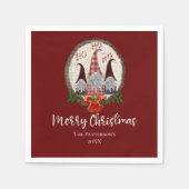 Prettig kerstfeest Kabouters Rood, Rustiek, Geruit Servet (Voorkant)