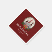 Prettig kerstfeest Kabouters Rood, Rustiek, Geruit Servet (Hoek)