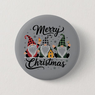 Prettig kerstfeest Kabouters Schattige Kerstvakant Ronde Button 5,7 Cm