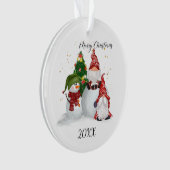 Prettig kerstfeest Kabouters Sneeuwman Ornament (voorkant)