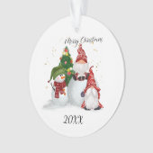 Prettig kerstfeest Kabouters Sneeuwman Ornament (voorkant)