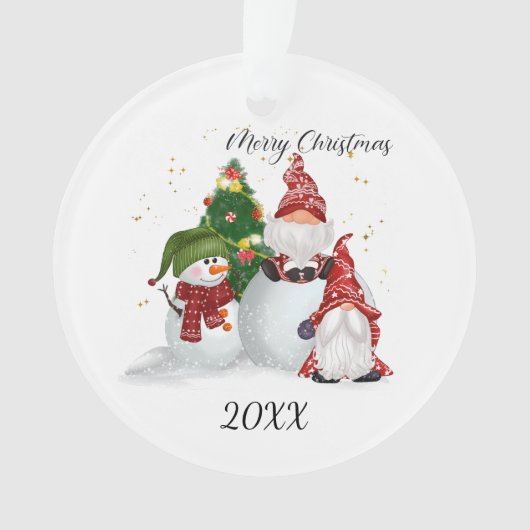 Prettig kerstfeest Kabouters Sneeuwman Ornament (voorkant)
