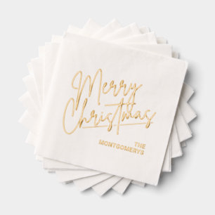 Prettig kerstfeest kalligrafie goud folie servetten