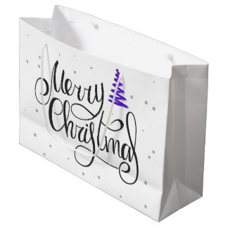 Prettig kerstfeest kalligrafie zigzag boom groot cadeauzakje