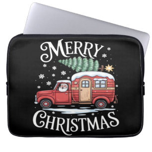 Prettig kerstfeest Kamperen Schattige Kerstman Tru Laptop Sleeve